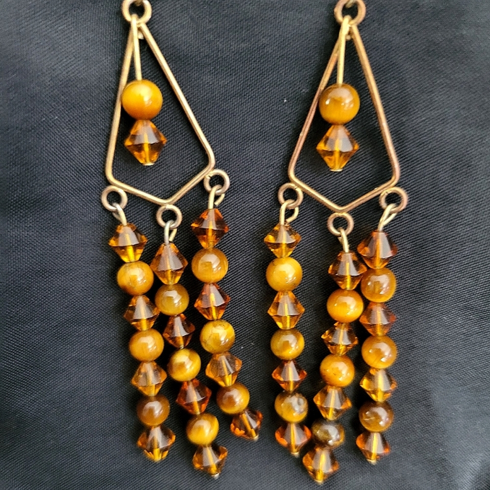 TigerEye Chandelier Dangle Earrings